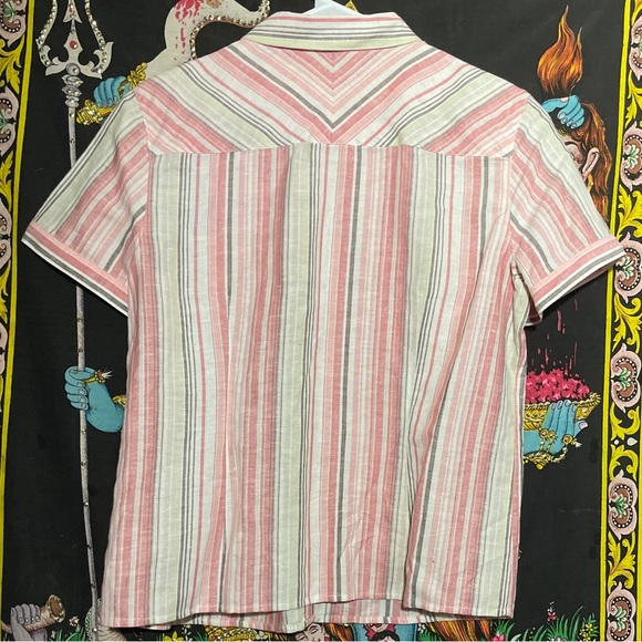 Vintage Villager Sport Petites short sleeved striped, tailored, fitted button up - Picture 2 of 8